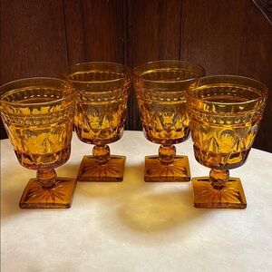 Indiana glass "Park Lane" amber water goblets